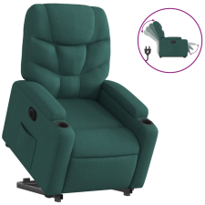 vidaXL elektromos felállást segítő sötétzöld szövet dönthető fotel (3204626) bútor