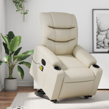 vidaXL elektromos krémszínű műbőr felállást segítő masszázsfotel masszázsfotel
