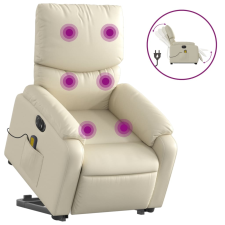 vidaXL elektromos krémszínű műbőr felállást segítő masszázsfotel (3204908) masszázsfotel