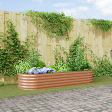 vidaXL Emelt Kerti Ágy Barna Fa Hatással 240x80x44 cm Acélból kerti tárolás