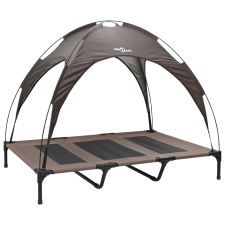 vidaXL Emelt Kutyafekhely Eltávolítható Tetővel Barna XL Acél (42008172) szállítóbox, fekhely kutyáknak