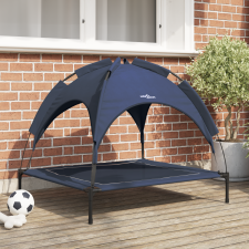 vidaXL emelt kutyafekhely levehető tetővel tengerészkék L fém szállítóbox, fekhely kutyáknak