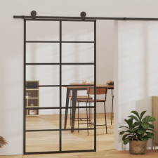 vidaXL ESG üveg és alumínium tolóajtó fémszerelvény-szettel 102x205 cm építőanyag