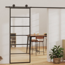 vidaXL ESG üveg és alumínium tolóajtó fémszerelvény-szettel 76x205 cm építőanyag