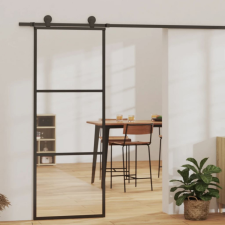 vidaXL ESG üveg és alumínium tolóajtó fémszerelvény-szettel 76x205 cm építőanyag