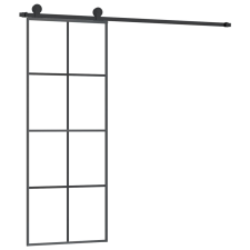 vidaXL ESG üveg és alumínium tolóajtó fémszerelvény-szettel 76x205 cm (3152140) nyílászáró