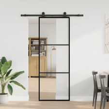 vidaXL ESG üveg és alumínium tolóajtó fémszerelvény-szettel 76x205 cm (3332803) nyílászáró