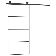 vidaXL ESG üveg és alumínium tolóajtó fémszerelvény-szettel 90x205 cm (3152147) nyílászáró