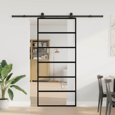 vidaXL ESG üveg és alumínium tolóajtó fémszerelvény-szettel 90x205 cm (3332831) nyílászáró