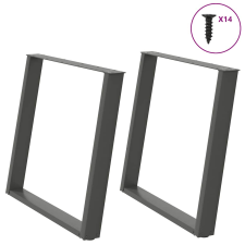 vidaXL Étkezőasztal lábak U-alakú 2 db Antracit 100x(72-73) cm Acél bútor