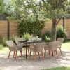 vidaXL Étkezőgarnitúra 7 pcs Világosszürke Poli rattan