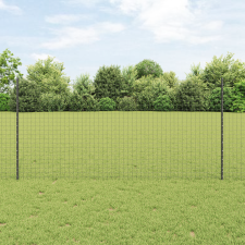 vidaXL Euro Kerítés 10 U Oszlopokkal Szürke 1,2x10 m Acél építőanyag