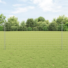 vidaXL Euro Kerítés 10 U Oszloppal Ezüst 1,2x10 m Acél építőanyag