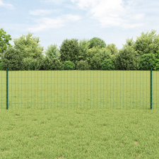 vidaXL Euro Kerítés 11 U Oszloppal Zöld 0,6x25 m Acél építőanyag