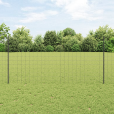 vidaXL Euro Kerítés 22 U Oszloppal Szürke 1,2x25 m Acél építőanyag