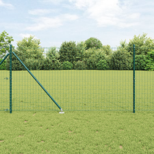 vidaXL Euro Kerítés 7 Cölöp Oszloppal 1.2x10 m Horganyzott Acél Zöld építőanyag