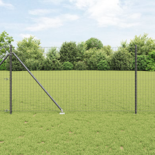 vidaXL Euro Kerítés 7 Cölöp Rögzítővel 1x10 m Galvanizált Acél Szürke építőanyag
