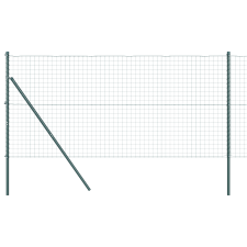 vidaXL Euro Kerítés 7 Oszloppal 1.4x10 m Galvanizált Acél Zöld (3350276) építőanyag