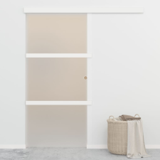 vidaXL ezüst ESG üveg és alumínium tolóajtó puha ütközőkkel 90x205 cm építőanyag