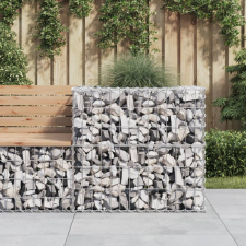 vidaXL ezüst horganyzott vas gabion kosár 70 x 70 x 65 cm kerti tárolás