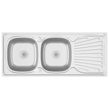 vidaXL ezüst rozsdamentes acél dupla konyhamosogató 1200x600x155 mm (147239) mosogatótálca