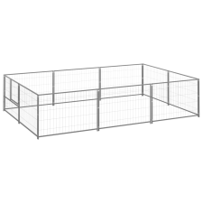 vidaXL ezüstszínű acél kutyakennel 6 m² szállítóbox, fekhely kutyáknak
