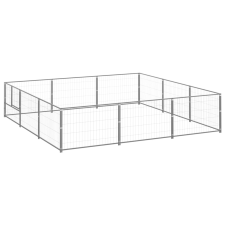 vidaXL ezüstszínű acél kutyakennel 9 m² szállítóbox, fekhely kutyáknak