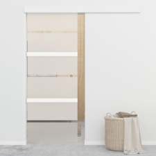 vidaXL ezüstszínű ESG üveg és alumínium tolóajtó 76 x 205 cm építőanyag