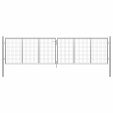vidaXL Ezüstszínű horganyzott acél kertkapu 415 x 150 cm kerti dekoráció