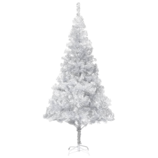 vidaXL ezüstszínű PET műkarácsonyfa LED-ekkel és gömbszettel 240 cm  (3077612) műfenyő