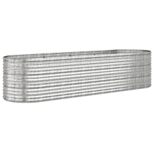 vidaXL ezüstszínű porszórt acél kerti magaságyás 296x80x68 cm (318962) kerti tárolás