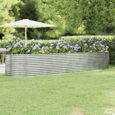 vidaXL Ezüstszínű porszórt acél kerti magaságyás 396x100x68 cm kerti tárolás