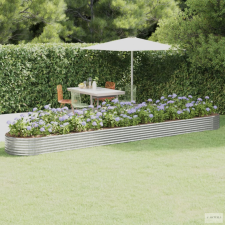 vidaXL Ezüstszínű porszórt acél kerti magaságyás 544x100x36 cm kerti tárolás