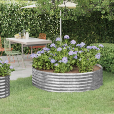 vidaXL ezüstszínű porszórt acél kerti ültetőláda 140x140x36 cm kerti dekoráció