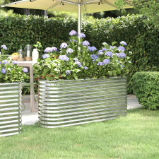 vidaXL ezüstszínű porszórt acél kerti ültetőláda 152 x 40 x 68 cm kerti dekoráció