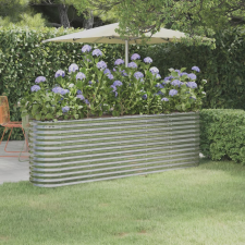 vidaXL ezüstszínű porszórt acél kerti ültetőláda 224 x 40 x 68 cm kerti dekoráció