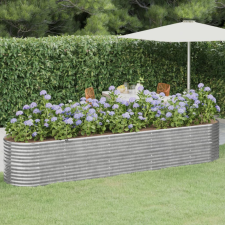 vidaXL ezüstszínű porszórt acél kerti ültetőláda 368x80x68 cm bútor