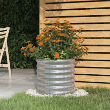 vidaXL ezüstszínű porszórt acél kerti ültetőláda 40 x 40 x 36 cm kerti tárolás