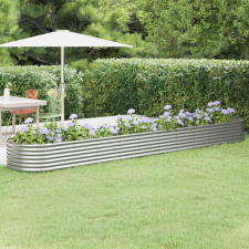 vidaXL ezüstszínű porszórt acél kerti ültetőláda 440x80x36 cm kerti dekoráció