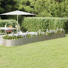 vidaXL ezüstszínű porszórt acél kerti ültetőláda 512x80x36 cm kerti tárolás