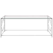 vidaXL ezüstszínű üveg és rozsdamentes acél dohányzóasztal 120x60x45cm (289029) bútor