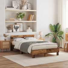 vidaXL Fa Ágykeret Természetes Tömör fa 120 x 200 cm Tartós ágy és ágykellék