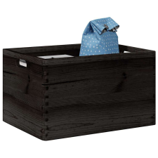 vidaXL Fa doboz fogantyúkkal fekete 40x30x23 cm tömör fa fenyő bútor