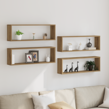 vidaXL Fali Polcok 4 db Kézműves Tölgy 80x15x26 cm Mérnöki Fa bútor