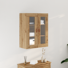 vidaXL Fali szekrény üvegajtókkal Kézműves tölgy 69,5x34x90 cm bútor
