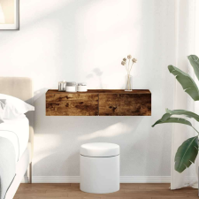 vidaXL Falipolc fiókokkal füstölt tölgy 80x33x17 cm műszaki fa bútor