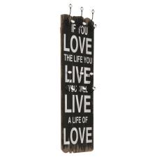 vidaXL falra szerelhető fogas 6 akasztóval 120 x 40 cm „LOVE LIVE” bútor