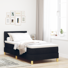 vidaXL Fedett rugós ágy matraccal & LED világítással Fekete 90x200 cm Szövet ágy és ágykellék