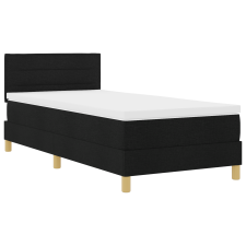 vidaXL Fedett rugós ágy matraccal & LED világítással Fekete 90x200 cm Szövet (3342333) ágy és ágykellék