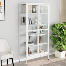 vidaXL Fehér acél és edzett üveg vitrin 90 x 40 x 180 cm bútor